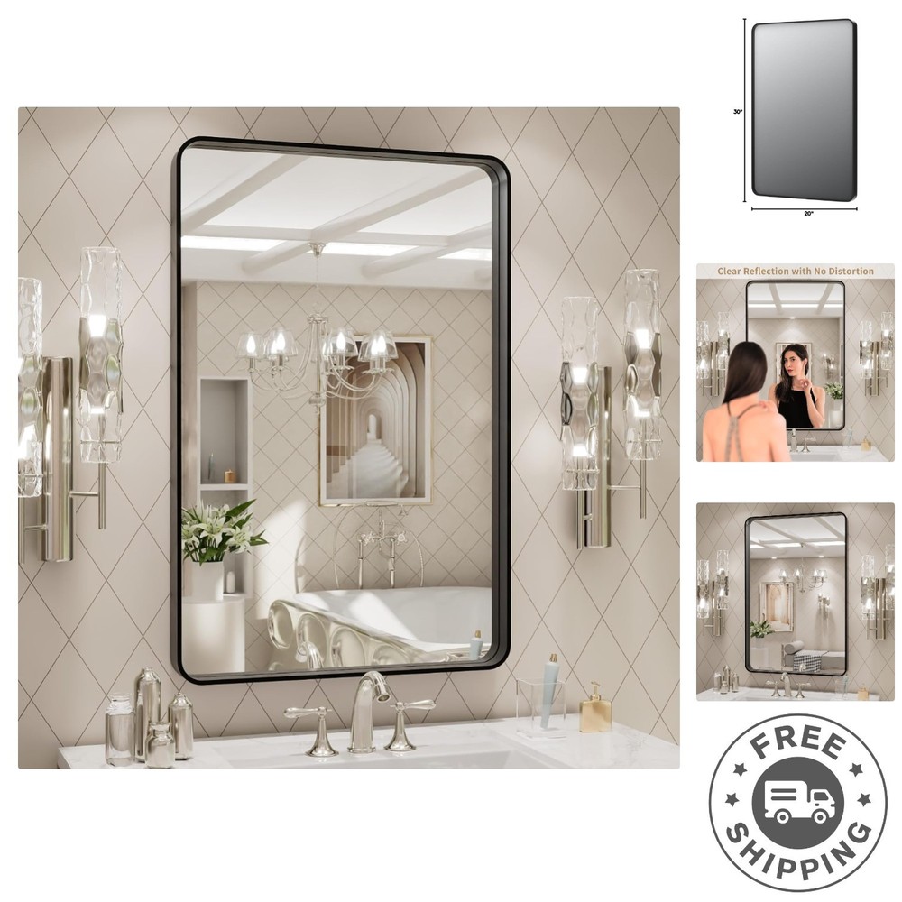 Stunning 20X30 Black Aluminum Framed Mirror - Rustproof & Stylish Design