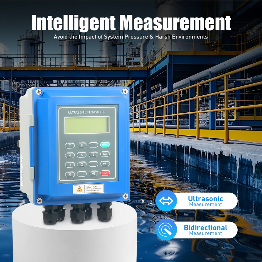 TUF-2000B Ultrasonic Flow Meter Liquid Digital Flowmeter Wall Mounted DN20-700mm