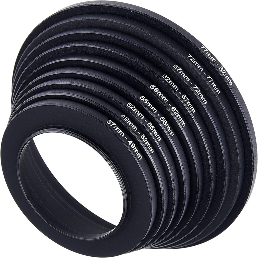 Versatile 9-Piece Step Up Lens Filter Adapter Rings for Maximum Compatibility