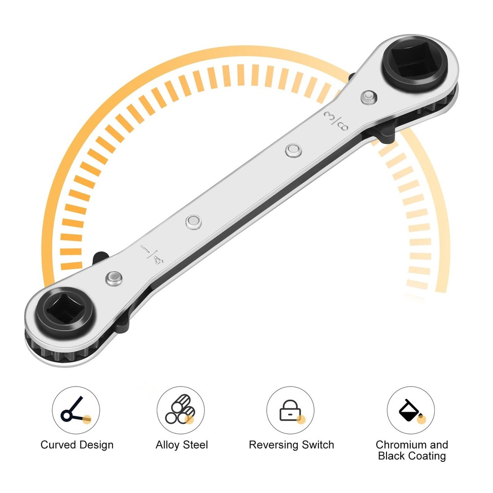 Valve Core Remover Tool and HVAC Service Wrench Set with Hex Bit Adapter
