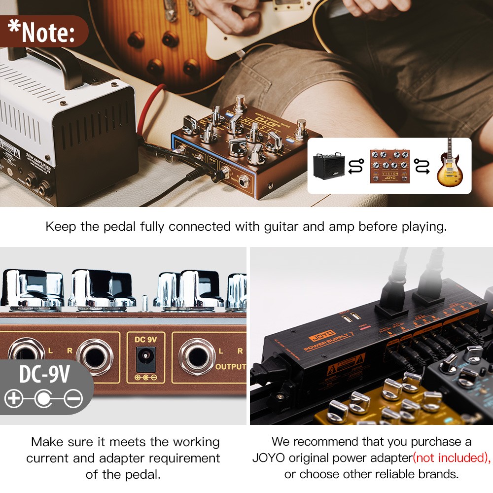 JOYO Modulation Multi Effects Pedal Dual Channel Stereo Input /Output 9 Effects