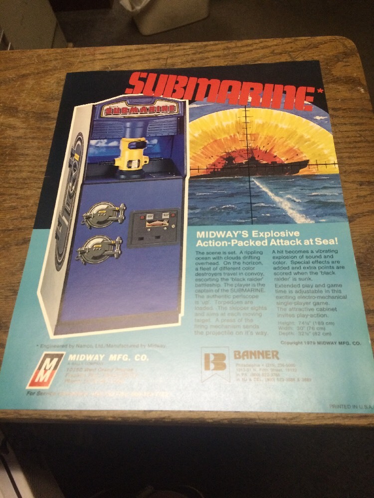 Midway SUBMARINE Arcade Video Game flyer- original