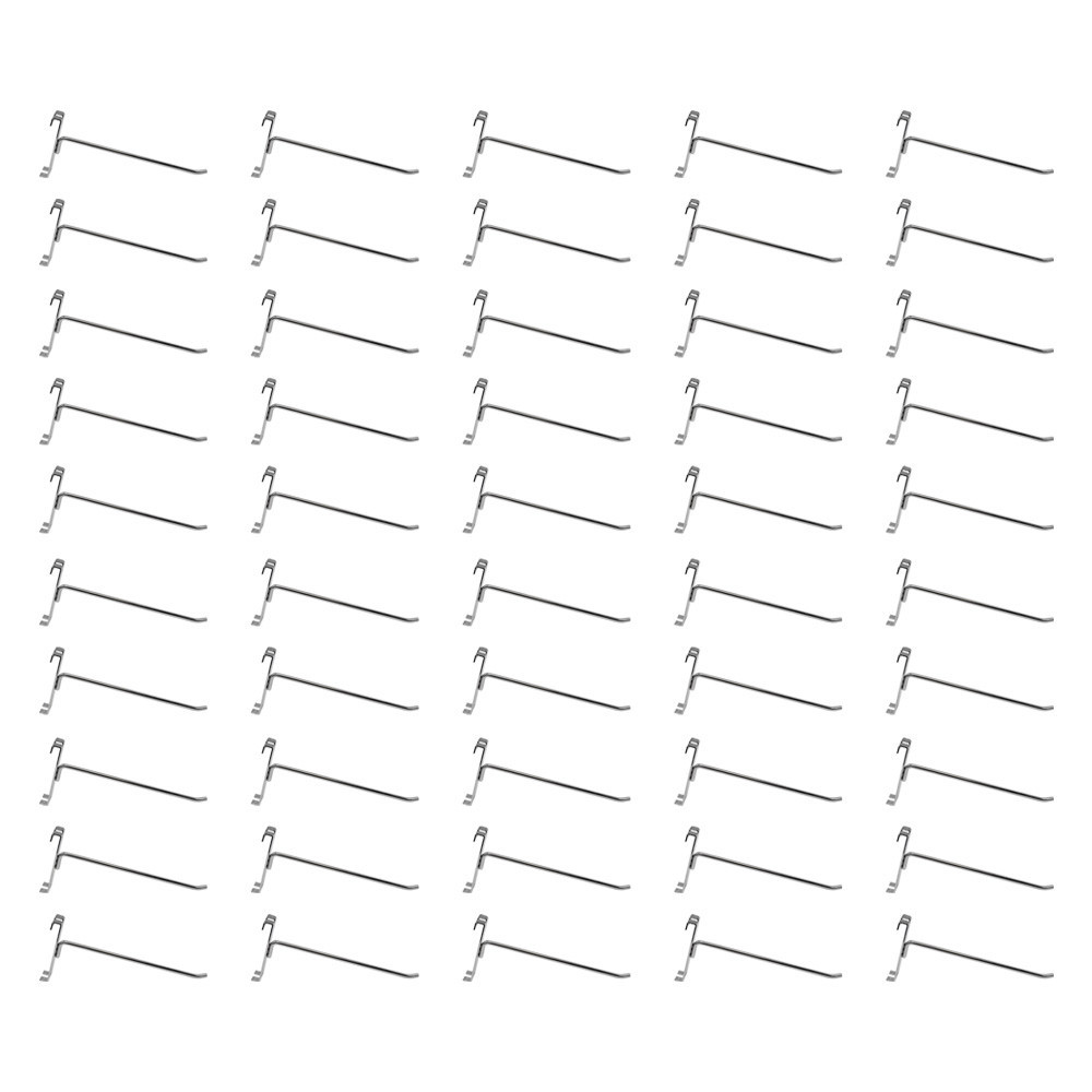 50 Pc Chrome 8" Long Gridwall Hooks Grid Panel Display Wire Metal Hanger Retail