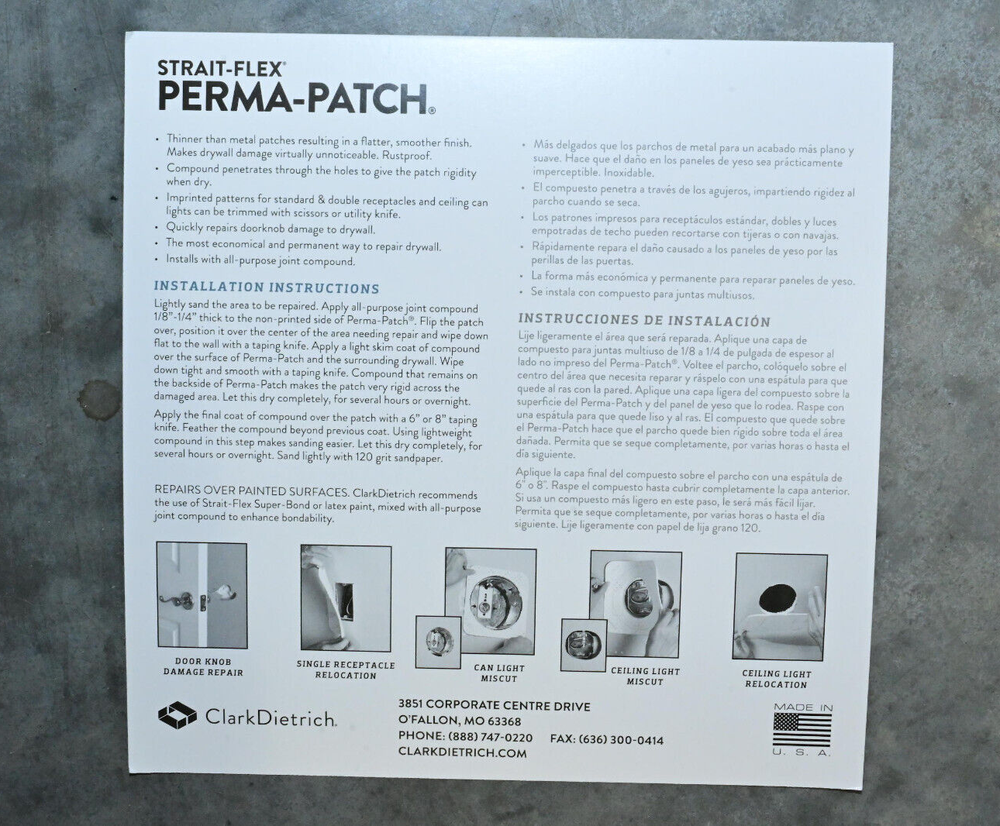 10pcs Strait-Flex Perma-Patch PP-10S Drywall Repair Patch - Receptacles, Cans