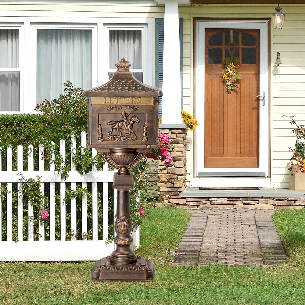 Mailbox Cast Aluminum Mail Box Postal Box Heavy Duty with Address Panel & 2 Keys