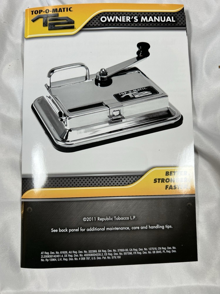 Top-O-Matic T2 Cigarette Rolling Machine W/Original Box