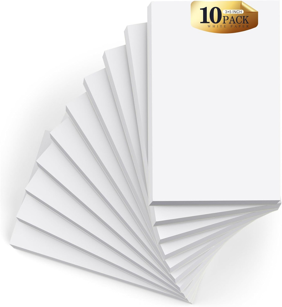 Small Note Pads 3X5 Pocket Notepad, 10 Pack Server Note Pads 3X5, White Memo ...