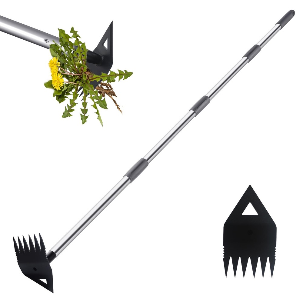 Weed Puller Tool with Long Handle, Hoe Garden Tool Weed Rake Combo for Weedin...