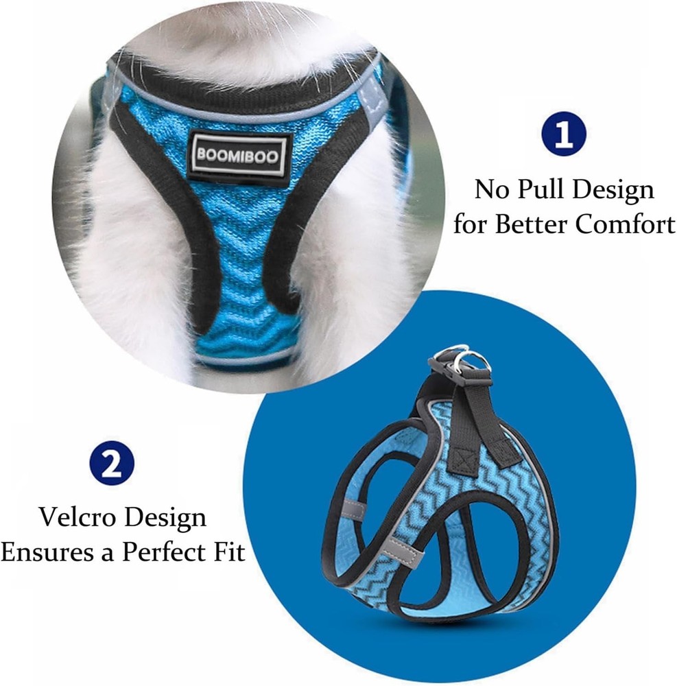 BOOMIBOO Dog Harness with Leash Set, No Pull Adjustable Reflective Step-In XS