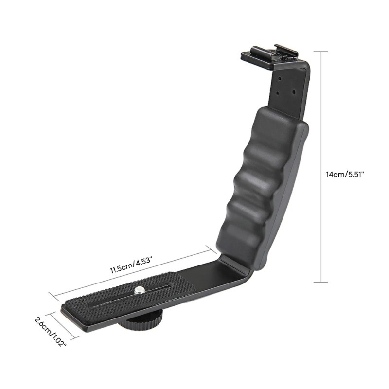 DSLR Camera L-Bracket Video Handle Grip Flash Light with Cold Shoe Mount 1/4