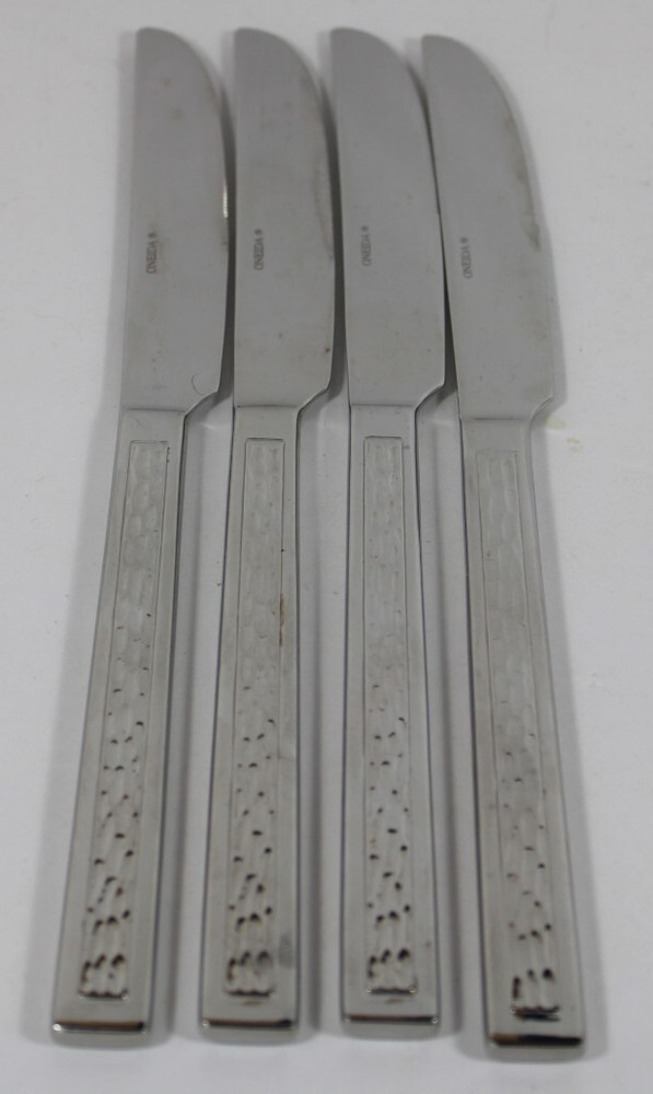 14 Pce. Oneida Stainless Flatware UNKNOWN PATTERN Textured Handle Vietnam 119