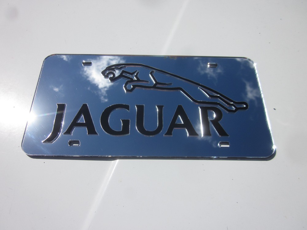 Jaguar Chrome Mirror License Plate Auto Tag