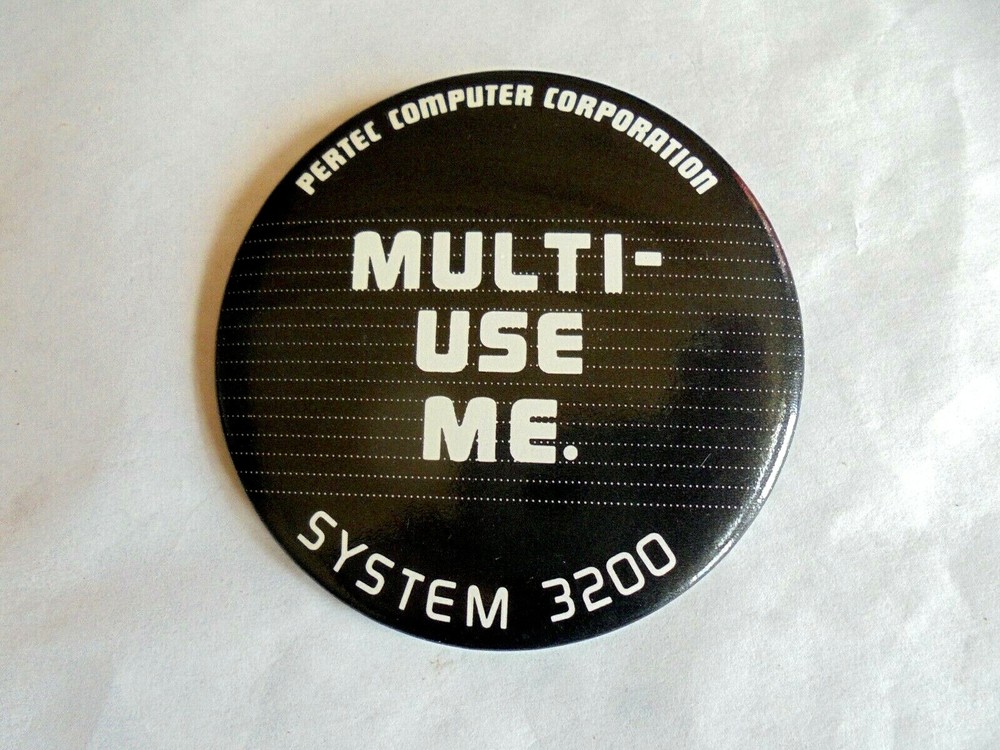 Cool Vintage Pertec Computer Corp Multi-Use Me System 3200 Advertising Pinback