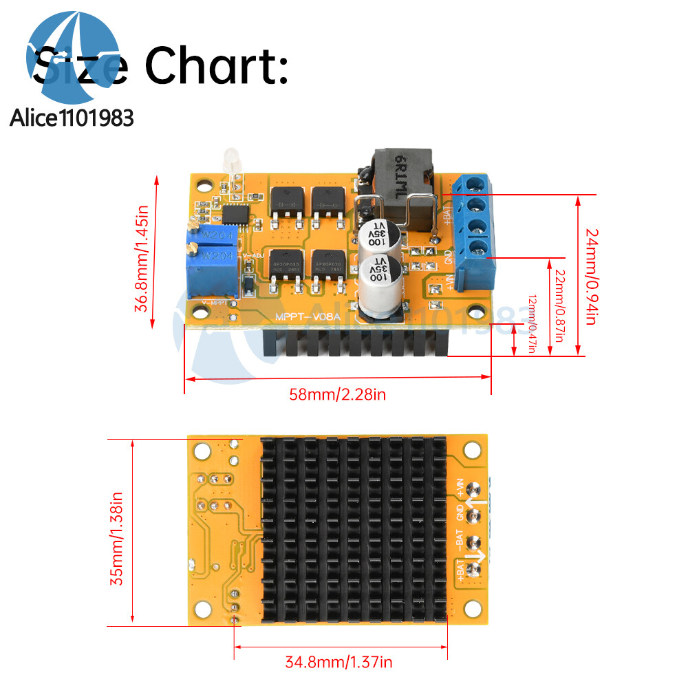 DC8-28V 5A 100W MPPT Solar Charging Panel Regulator Controller 9V 12V 24V Switch