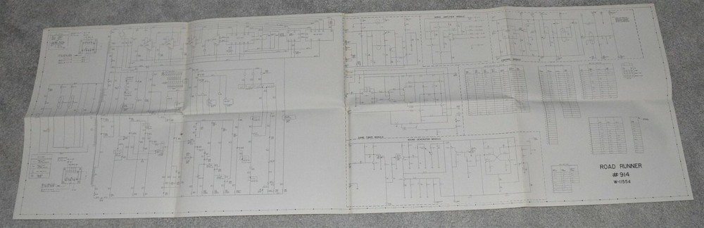 Vintage Original Pinball Machine Roadrunner Schematics