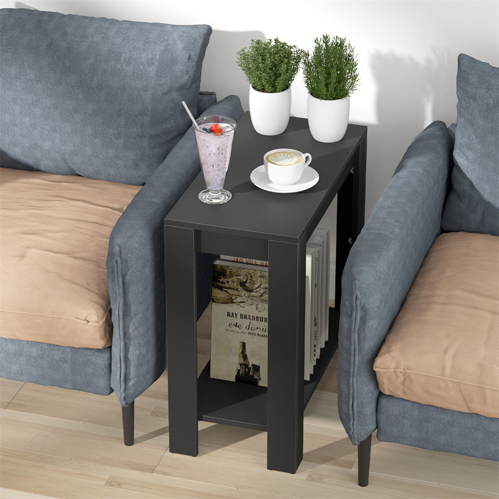 Rustic End Table Light Side Table Living Room Accent Table 2 Tier Stand Bedroom