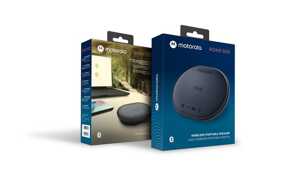 Motorola ROKR 500 Bluetooth Speaker with Integrated Wireless Charging Pad