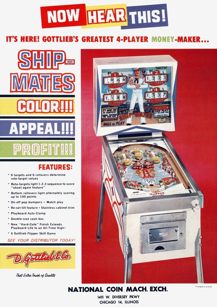 1964 Gottlieb Ship-Mates Pinball Machine Rubber Ring Kit