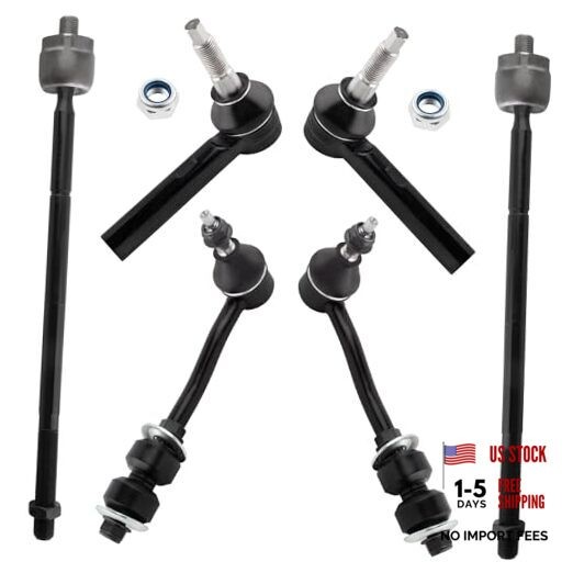 (Set of 6) Front Stabilizer Sway Bar End Links + Inner & Outer Tie Rod End