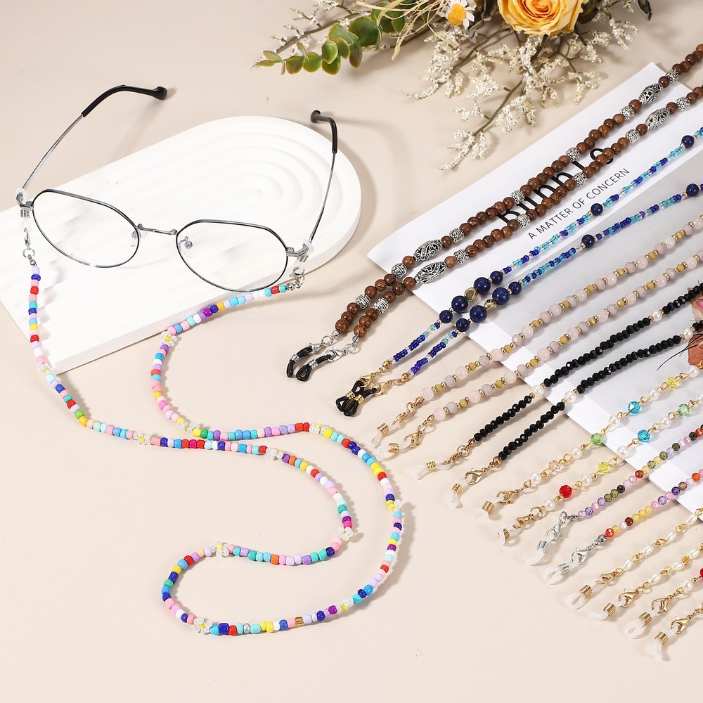 Blue Quartz White Crystal Glasses Chain Lanyard