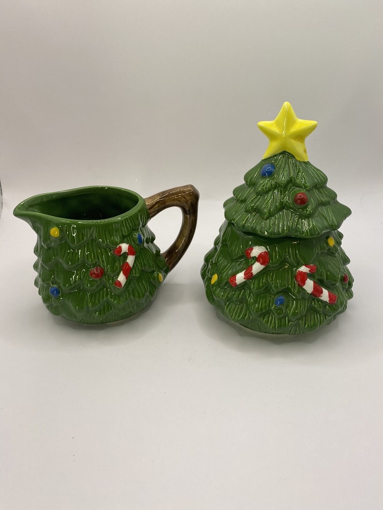 Ceramic Christmas Tree Cream & Sugar Set