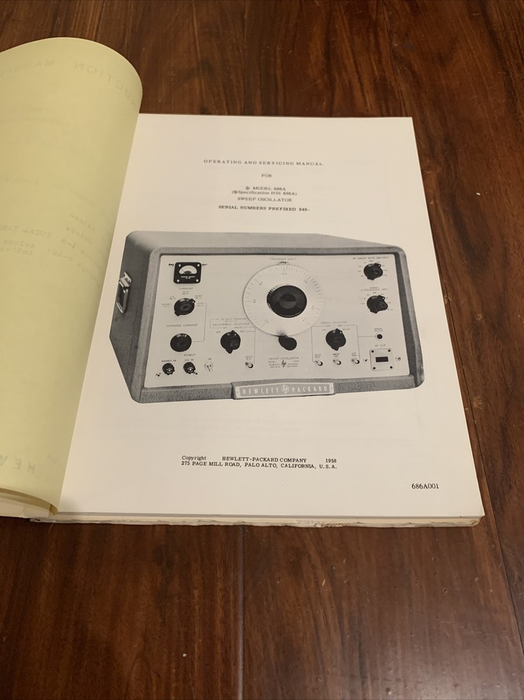 HP 686A Sweep Oscillator ~ Operating & Servicing Manual ~ Serial Prefix 249-