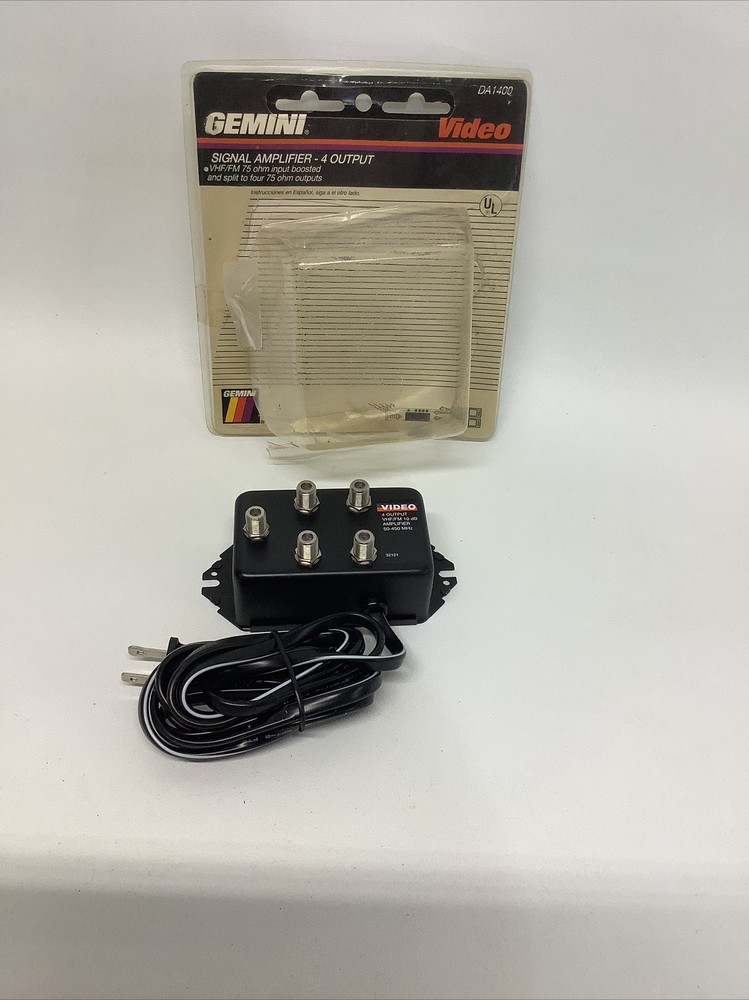 Gemini DA-1400 Cable VCR 4 Output VHF/FM 75 ohm Input Boosted & Split NEW