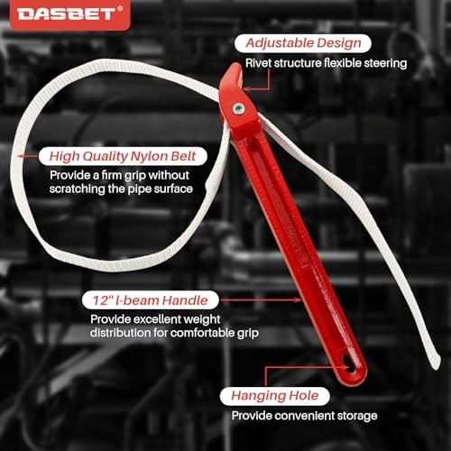 12 Inch Strap Wrench Pipe Adjustable Nylon Strap Pipe Wrench Double Layered
