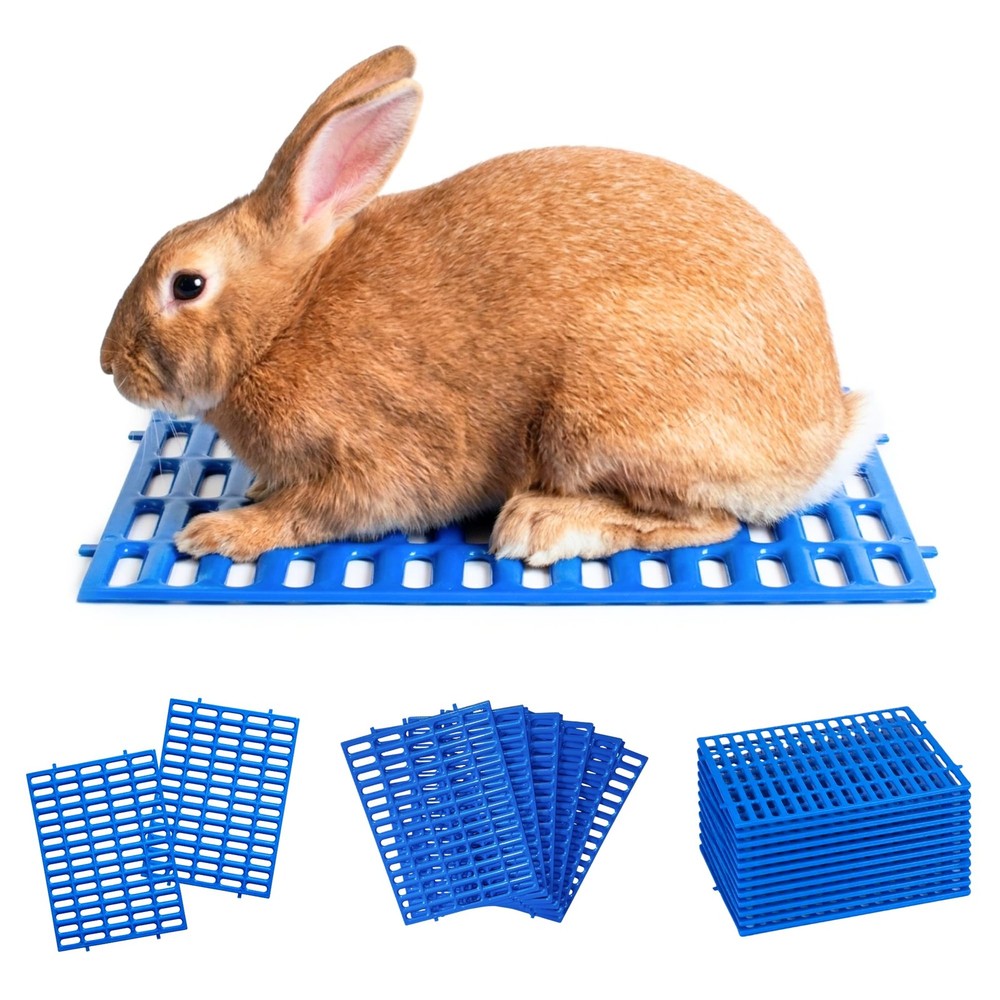 Premium Rabbit Cage Mats (Blue, 6 Pack) | Heavy Duty ABS Wire Floor Protector...