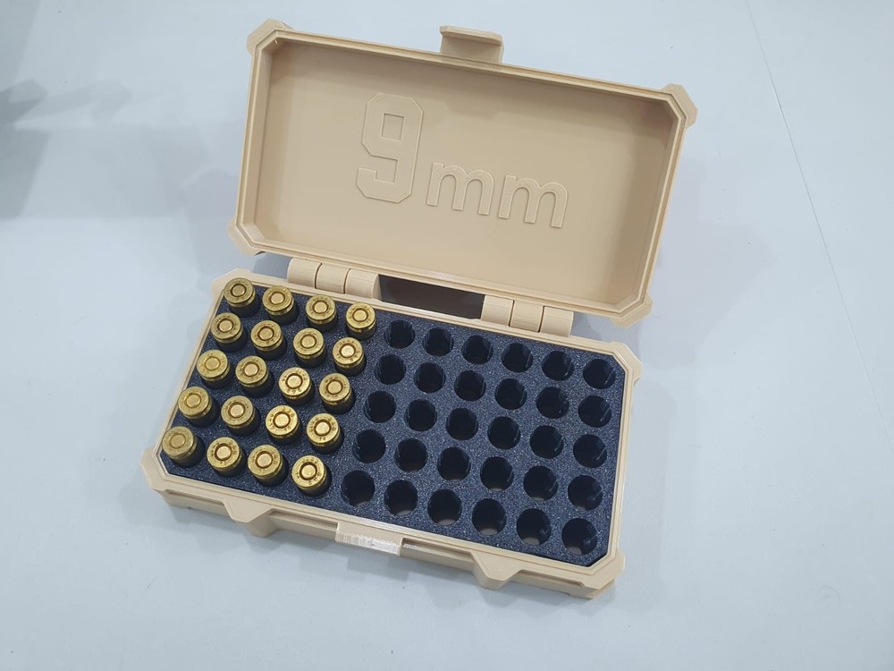 Premium 3D Printed 9mm Ammo Storage Box – Holds 50 Rounds|