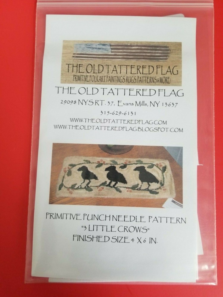 The Old Tattered Flag Punch Needle pattern ~ Three Little Crows