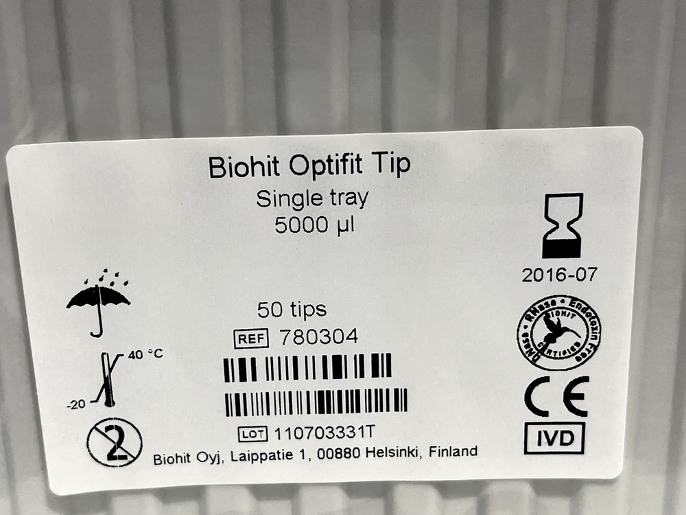 Biohit Optifit Tip Single Tray 5000uL 50 Tips 780304