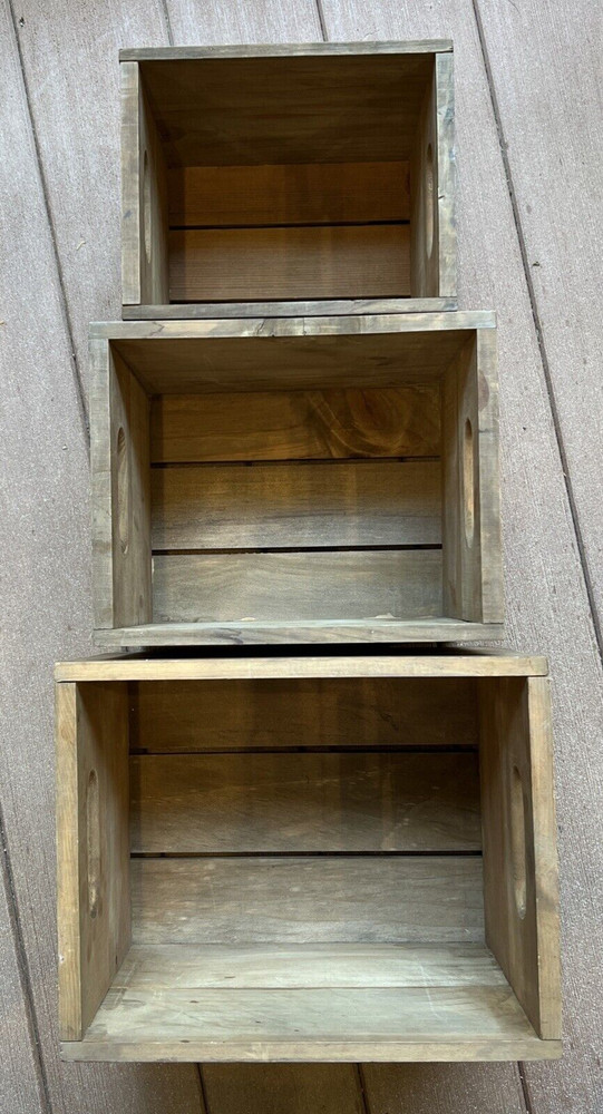 Set of 3 Rustic Farmhouse Nesting Wooden Boxes