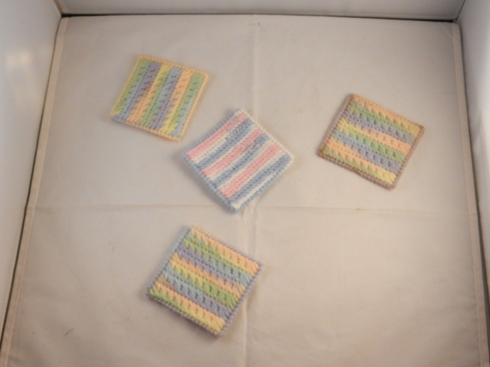 HAND MADE COASTERS "NEW" SET OF 4 - 3" X 3" MULTICOLOR