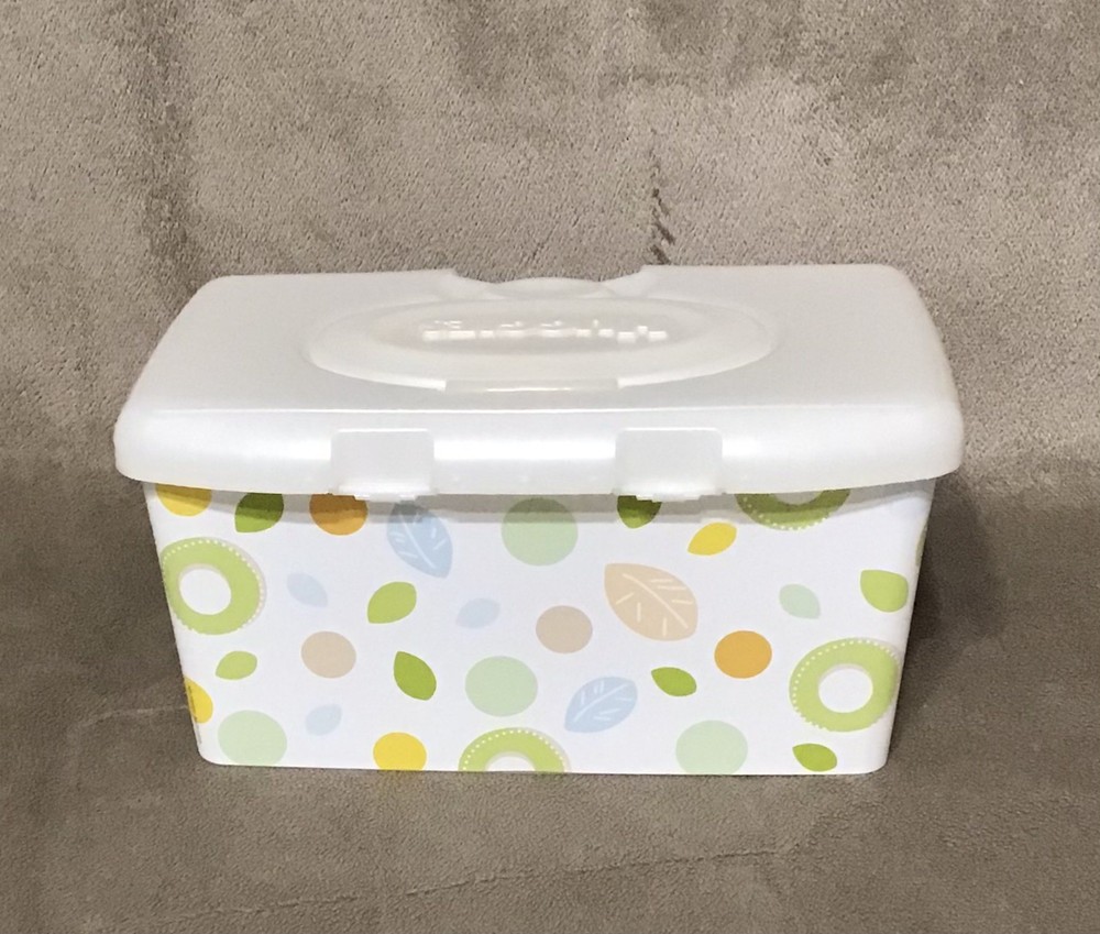 Huggies Empty Wipe Container Pop Top Leaves And Circle Design Refillable