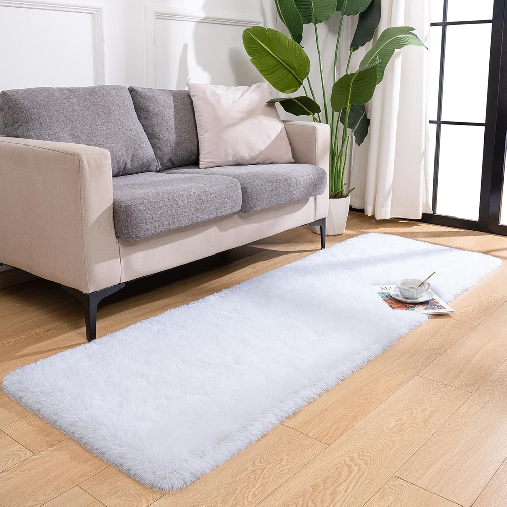 Przemy Runner Rugs for Bedroom Living 2' x 6' (Rectangular), White