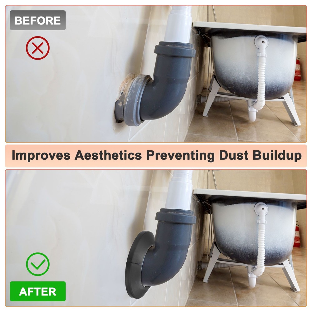 4-Pack Pipe Cover Decoration for 50mm Flange Water Pipe [Black]