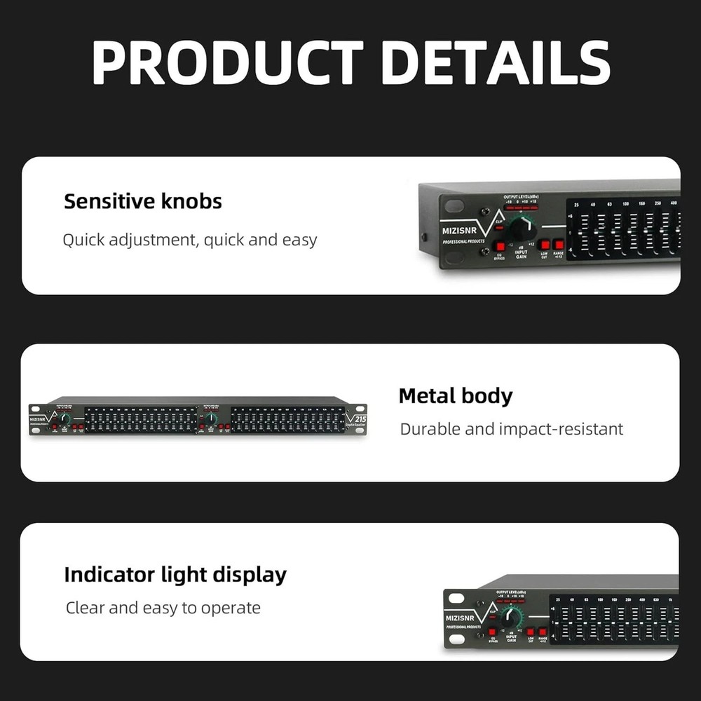 Professional DJ Stereo Graphic Equalizer, 15-Band EQ-