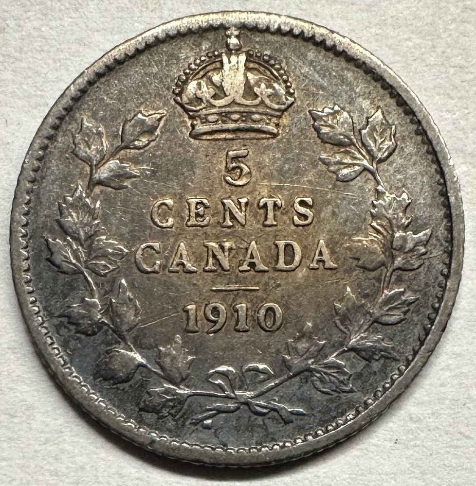 1910 Canada 5 Cents, VF Silver! #2