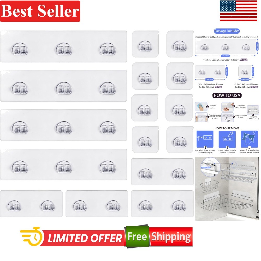 Multipurpose 16-Pack Adhesive Hooks for Kitchen and Bathroom Storage Solutions