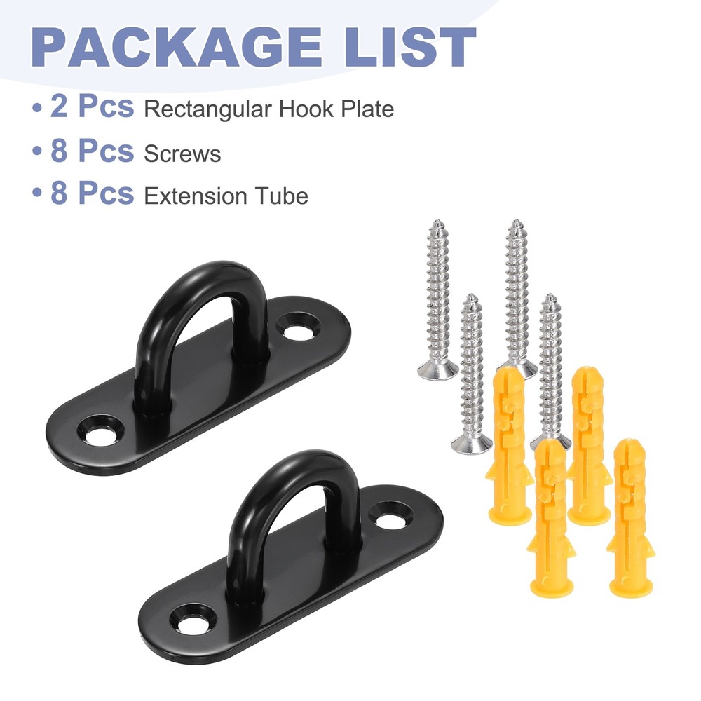 2Pcs M5 Eyelet Bracket Set Rectangular Hook Plate and Hook, Black