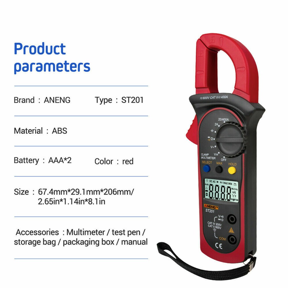 Digital Multimeter Tester AC DC Volt Ohm Amp Clamp Meter Auto Range LCD Handheld