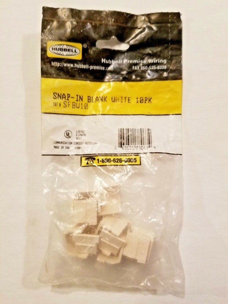 SFBW10 Hubbell Blank Connector Module, White, 10 Pack