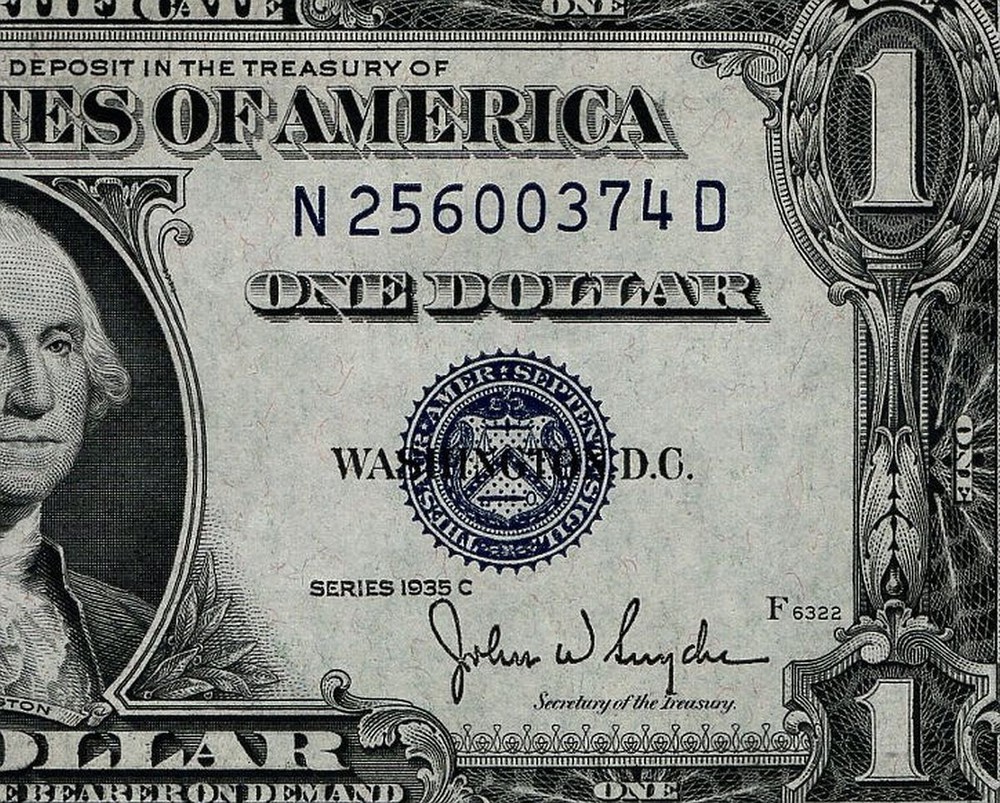 1935c $1 Silver Certificate Uncirculated Blue Seal