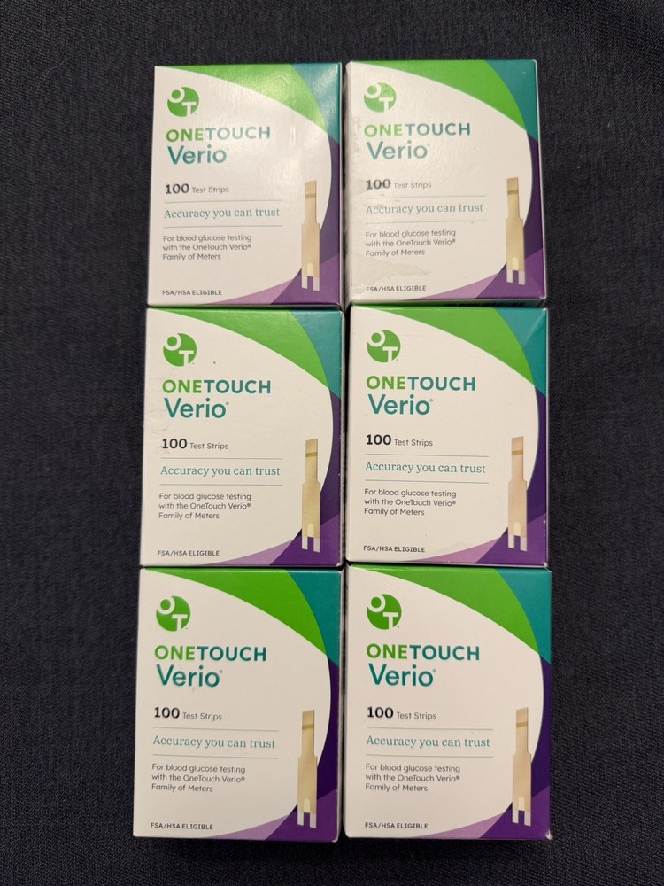 OneTouch Verio Test Strips 600 Count (6x 100ct Boxes) Exp: 2027+