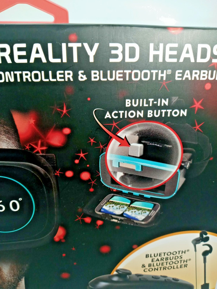 Utopia ReTrak 360 Degree 3D VR Headset Bundle Bluetooth Earbuds & Controller NIB