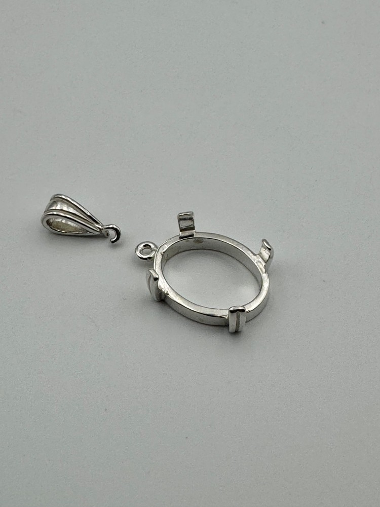 Oval Cabochon Dangle setting   925    Pre-Notched  16x12mm