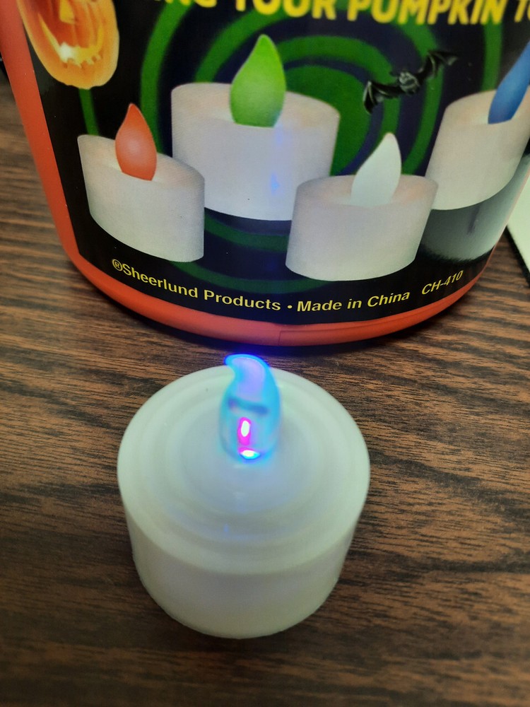 LED Color Changing Pumpkin Magic Tea Light red green blue clear
