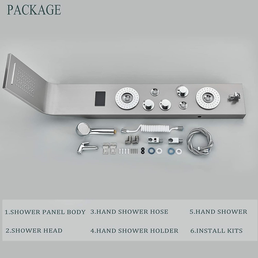 ELLO&ALLO LED Shower Panel Rain&Waterfall Tower Massage System Sprayer Jets Tap