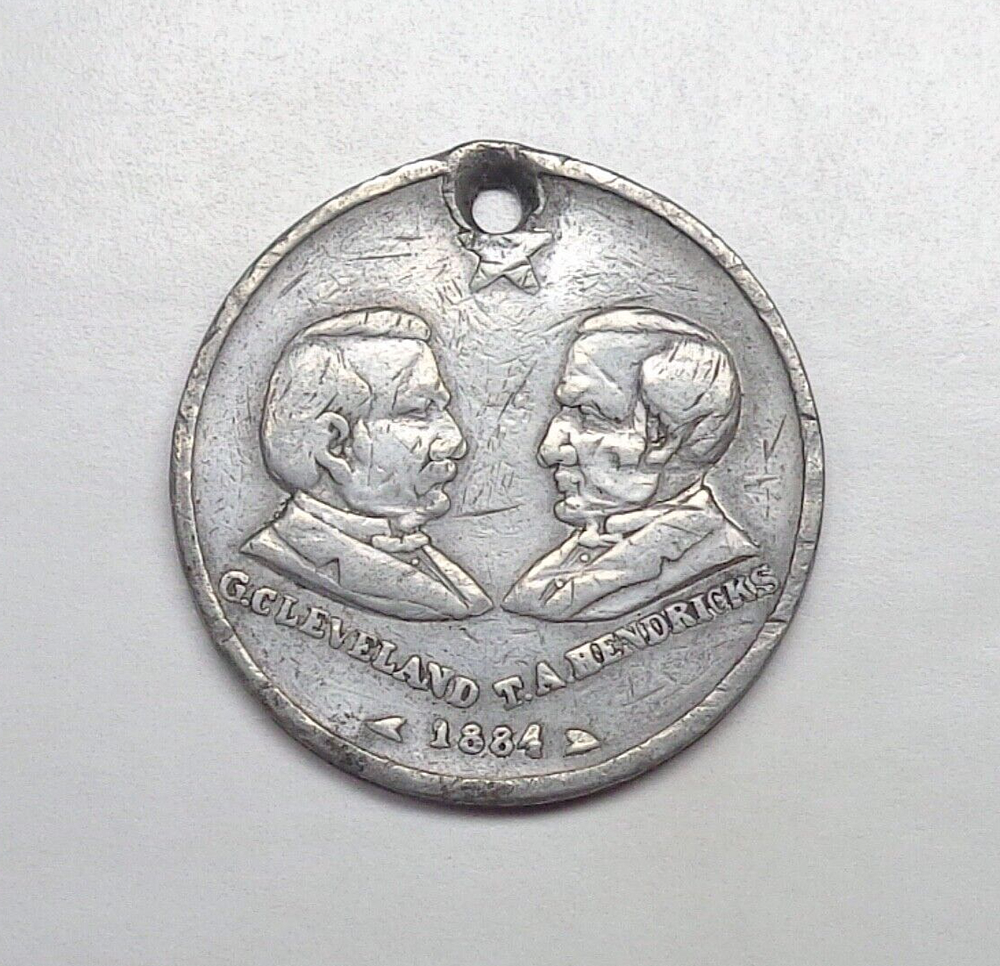 1884 Grover Cleveland & Thomas Hendricks Campaign Token.